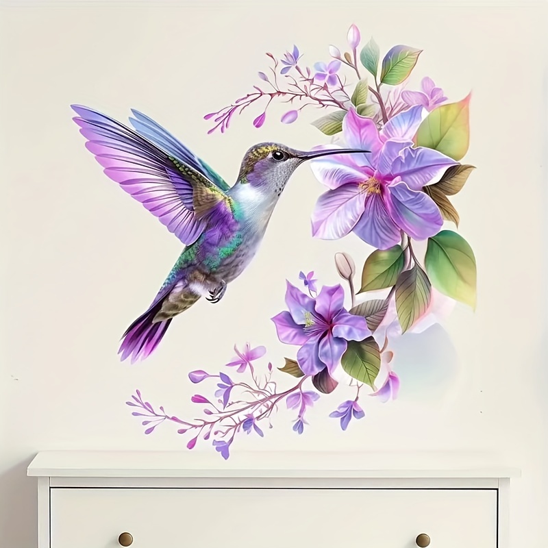 1 Purple Flower and Hummingbir - Pvc Panel Background incelemesi ve fiyatı