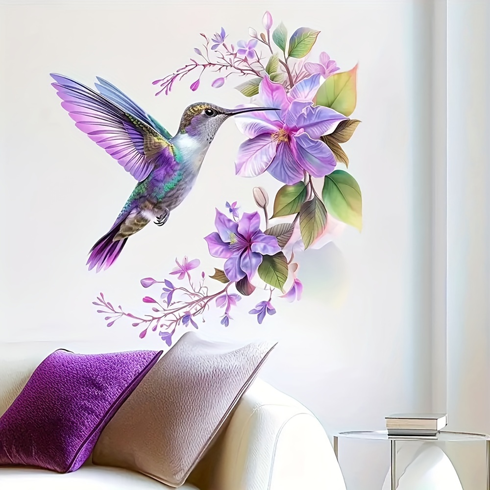 1 Purple Flower and Hummingbir - Pvc Panel Background incelemesi ve fiyatı